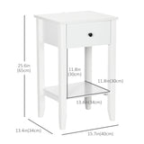 Side Table Set of 2, End Tables with Drawer and Bottom Shelf, 2-tier Nightstand for Bedroom