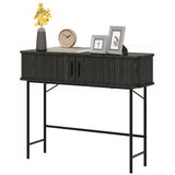 Mid-Century Entryway Table, Narrow Console Table with Storage Compartments for Behind Couch
