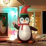 8.2' Inflatable Penguin Holding Candy Cane LED Lights Outdoor Decoration
