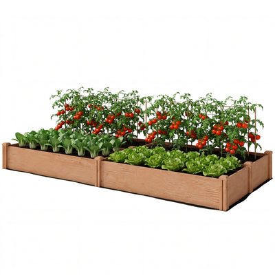 Wooden Raised Garden Bed, 8 x 4 x 1ft Elevated Garden Box with Dividers and Open Bottom