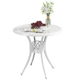 30-inch Round Patio Dining Table with Umbrella Hole Cast Aluminium Outdoor Bistro Table
