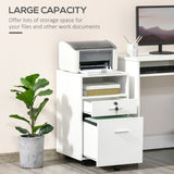Small Filing Cabinet with 2 Drawers, Lockable Home Office Storage Cabinets on Wheels for A4, Letter Size