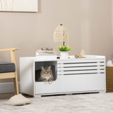 Hidden Cat Litter Box Furniture, Cat Litter Box Enclosure with Storage Compartments and Side Table Function