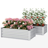 Set of 2 Galvanized Raised Beds for Garden