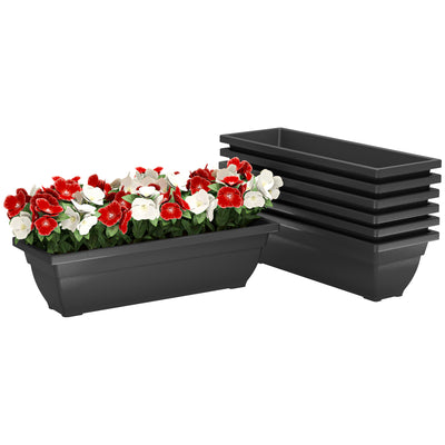 Long Rectangular Flower Plant Pots, 7 Pack 23 Inches Window Boxes Planters for Windowsill
