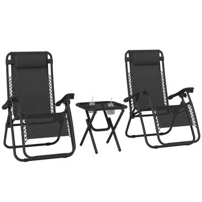 Zero Gravity Chair Set of 2 Patio Chair with Side Table Cupholders and Pillows for Pool
