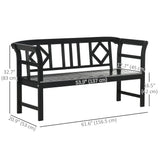 Wooden Outdoor Bench, 3 Person Patio Garden Bench with Diamond Pattern Backrest, 792 LBS Capacity