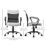 Mid Back Office Chair, Linen Adjustable Office Chair with Lumbar Back Support