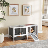 Rabbit Hutch, Wooden Guinea Pig Cage with Run, Pull Out Tray and Ramp