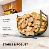 Firewood Rack Outdoor, 17 Inch Heavy Duty Log Holder for Indoor Fireplace Storage, Outdoor Curved Fire Wood Organizer