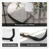 Ensemble de salle à manger de patio 6 pièces avec parasol, mobilier de patio avec chaises pliantes, table en verre pour jardin et cour