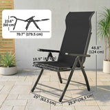 Folding Patio Chairs Set of 2, 5-Position Outdoor Lounge Chairs with High Back, Retractable Footrest