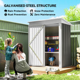 Outdoor Storage Shed, Steel Lean-to Shed with Adjustable Shelf, Lock, 5'x3'x6'