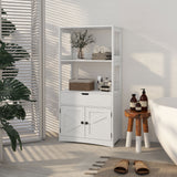 Farmhouse Bathroom Storage Cabinet, Linen Cabinet with Drawer and Shelves, 23.5