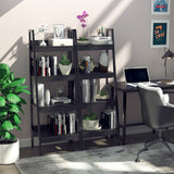 Set of 2, 4 Tier Ladder Shelf Bookcase, Multi-Use Display Rack, Storage Shelving Unit Display Stand