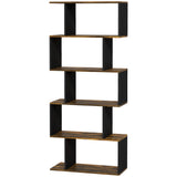 Étagère à livres 5 niveaux, Bibliothèque géométrique en S, Étagère haute et étroite pour le salon