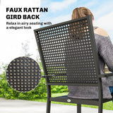 Stackable Patio Chairs Set of 2, Outdoor Dining Chairs with Faux Wicker Steel Mesh Back
