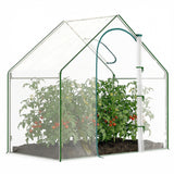 6 x 3.3 x 5.5ft Walk-in Garden Greenhouse with Door & Top Window, Outdoor Hot House Growing Tent with Steel Frame & PE Cover