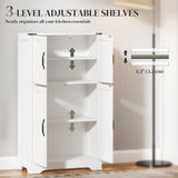 Farmhouse Kitchen Pantry, Freestanding Kitchen Pantry Storage Cabinet with Barn Doors and Adjustable Shelves