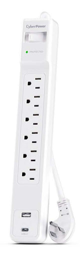 CyberPower CSP604UCW Barre parasurtenseur 6 prises, protection 1500J