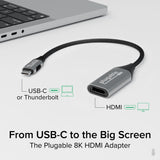 Plugable Technologies USB C to HDMI Adapter, HDMI 2.1, 8K 60Hz or 4K 1