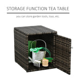 3 Pieces Wicker Patio Furniture Set, Rattan Bistro Set with Storage Coffee Table and Thickened Cushions