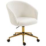 Office Chair, Teddy Fleece Upholstered Vanity Desk Chair
