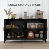 Buffet bahut, Armoire de rangement avec porte grange et étagère ajustable, support télé pour téléviseurs jusqu'à 65 pouces