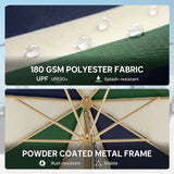 7.4 ft Patio Umbrella with Wood-Effect Frame, Colour-Blocked UPF 30+ Outdoor Market Table Umbrella Parasol