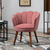 Modern Vanity Chair, Velvet-feel Fabric Leisure Accent Chair with Wood Legs for Living Room