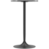 Table de bar haute, table à manger ronde moderne avec plateau peint et base en acier, table de bistro pour 2 personnes