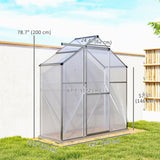 6' x 2.5' Walk-in Polycarbonate Greenhouse Aluminium Green House with Sliding Door, 5-Level Roof Vent