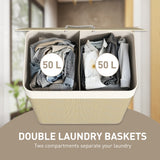 Panier à linge double avec couvercle