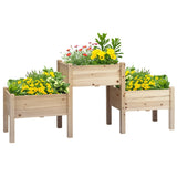 Freestanding Wooden Plant Stand, 3 Tier Raised Garden Bed for Vegetables
