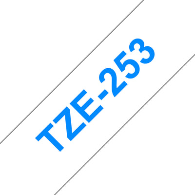 Brother TZe-253 Laminated Tape 24mm, Blue on White