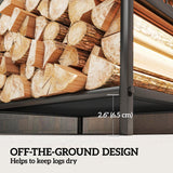 Support à bois robuste, porte-bûches extérieur avec poignées, rangement de bois pour foyer