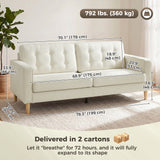 Canapé 3 places rembourré avec coussin matelassé, Causeuse moderne capitonnée avec pieds en bois