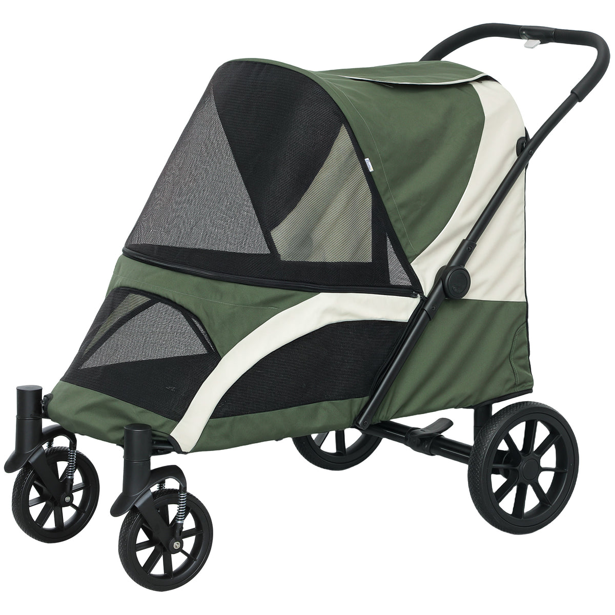 Foldable Pet Stroller for Medium Dogs with Four Big Wheels, Shock-Absorbing Frame