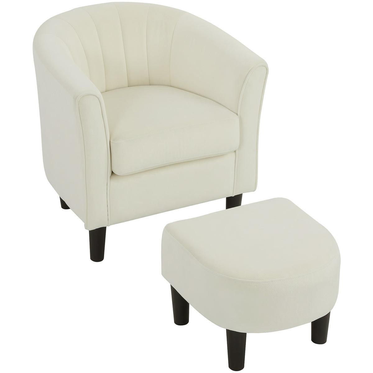Fauteuil accentué moderne, fauteuil de salon rembourré avec ottoman et coussin ressort de poche