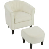 Fauteuil accentué moderne, fauteuil de salon rembourré avec ottoman et coussin ressort de poche