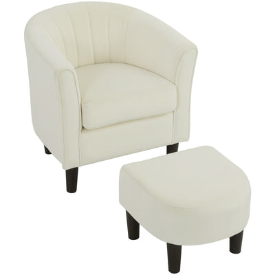 Accent Chair Modern Upholstered Living Room Chair with Ottoman and Pocket Spring Cushion