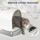 Enclosed Stainless Steel Litter Box, Metal Cat Litter Box with Scoop