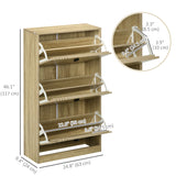 Shoe Storage Cabinet Organizer for 18 Pairs of Shoes with 3 Flip Drawers and Adjustable Shelves