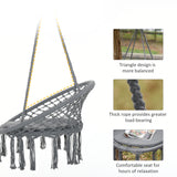 Patio Hammock Chair, Hanging Rope Hammock Swing for Indoor & Outdoor Use with Backrest