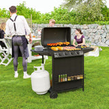 4+1 Burner Propane Gas BBQ Grill, Side Table, Shelf, Spice Rack, Wheels