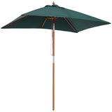6.6x5ft Square Market Parasol, Wooden Patio Umbrella with Tilt Mechanism and 6 Bamboo Ribs