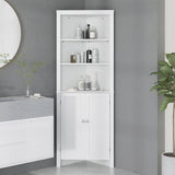 Tall Bathroom Storage Cabinet, Corner Cabinet with Doors, Linen Cabinet with Doors and 3-Tier Shelves