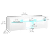 Meuble TV moderne avec rangement et éclairage LED pour téléviseurs jusqu'à 55 po, armoire TV avec compartiments ouverts