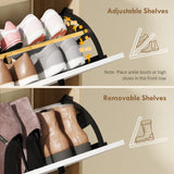 Shoe Cabinet with 2 Flip Drawers, 3 Side Compartments, Adjustable Shelves, 8-12 Pairs for Entryway Hallway