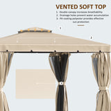 Gazebo de terrasse 10' x 10' avec rideaux et écrans de mailles